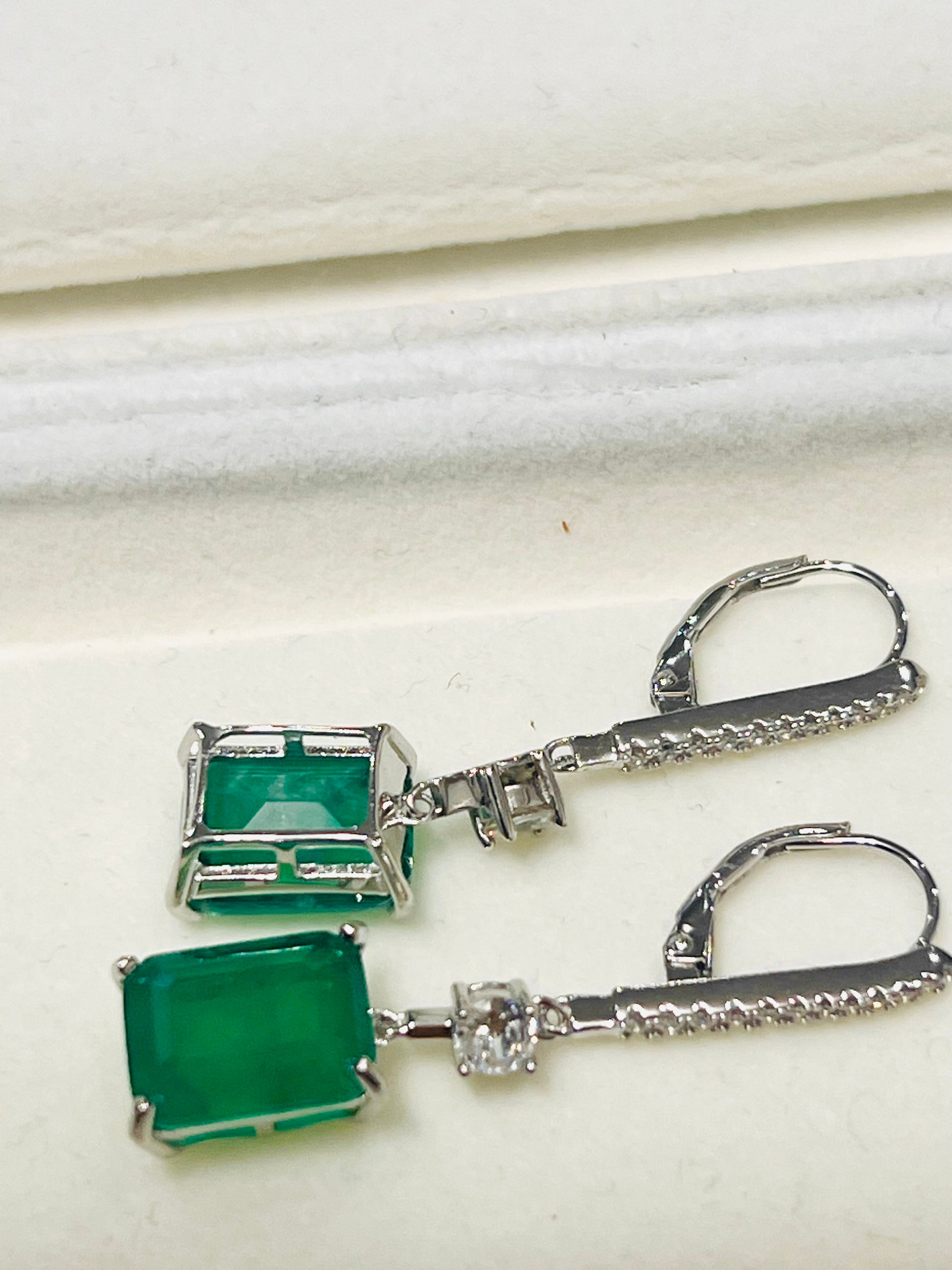Handamde 8 carats Genuine Zambian Emerald Doublet Earrings