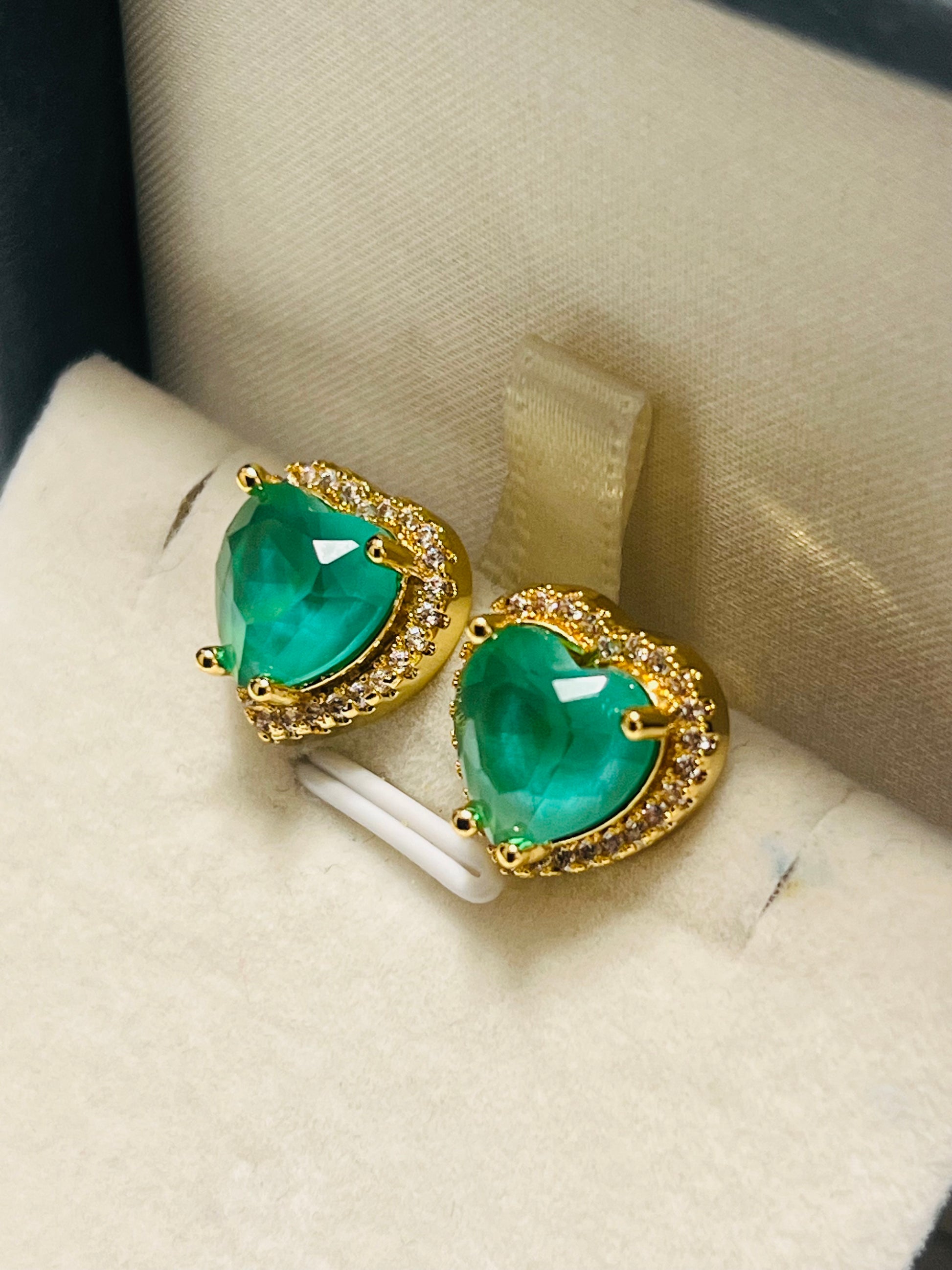Stunning Colombian Emerald Doublet Neon Heart Earrings