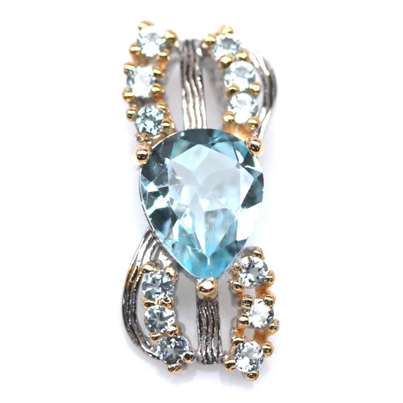 Handmade Two-Toned Sky Blue Topaz Jewelry Set – Sterling Silver with Yellow & White Gold Vermeil