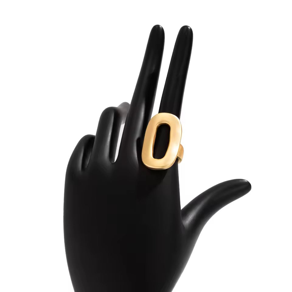 Geometric Gold Plated Adjustable Ring – Modern Brass Statement Index Finger Ring (PVD Coated)