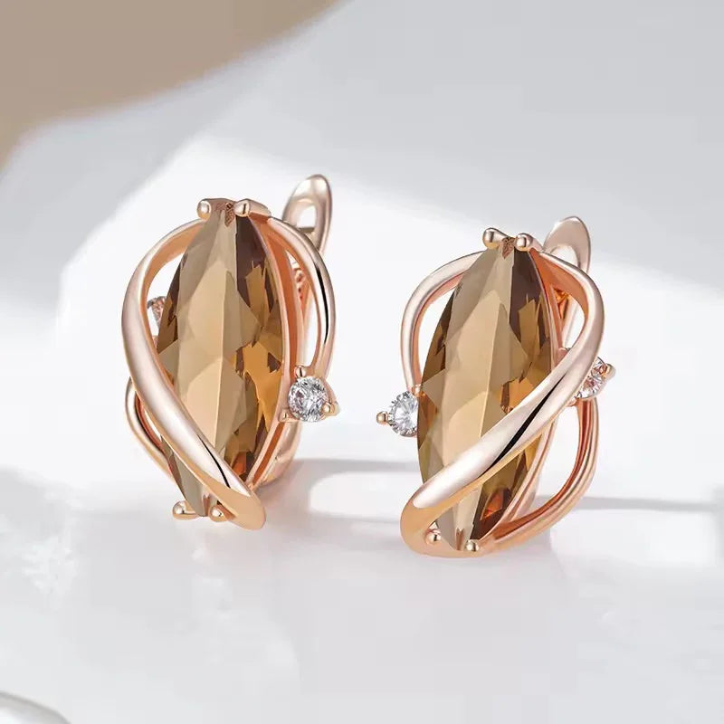 Golden Amber Citrine – 14K Rolled Gold Minimalist Earrings