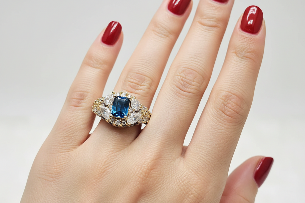 Beautiful Shining Two Toned Sapphire Ring