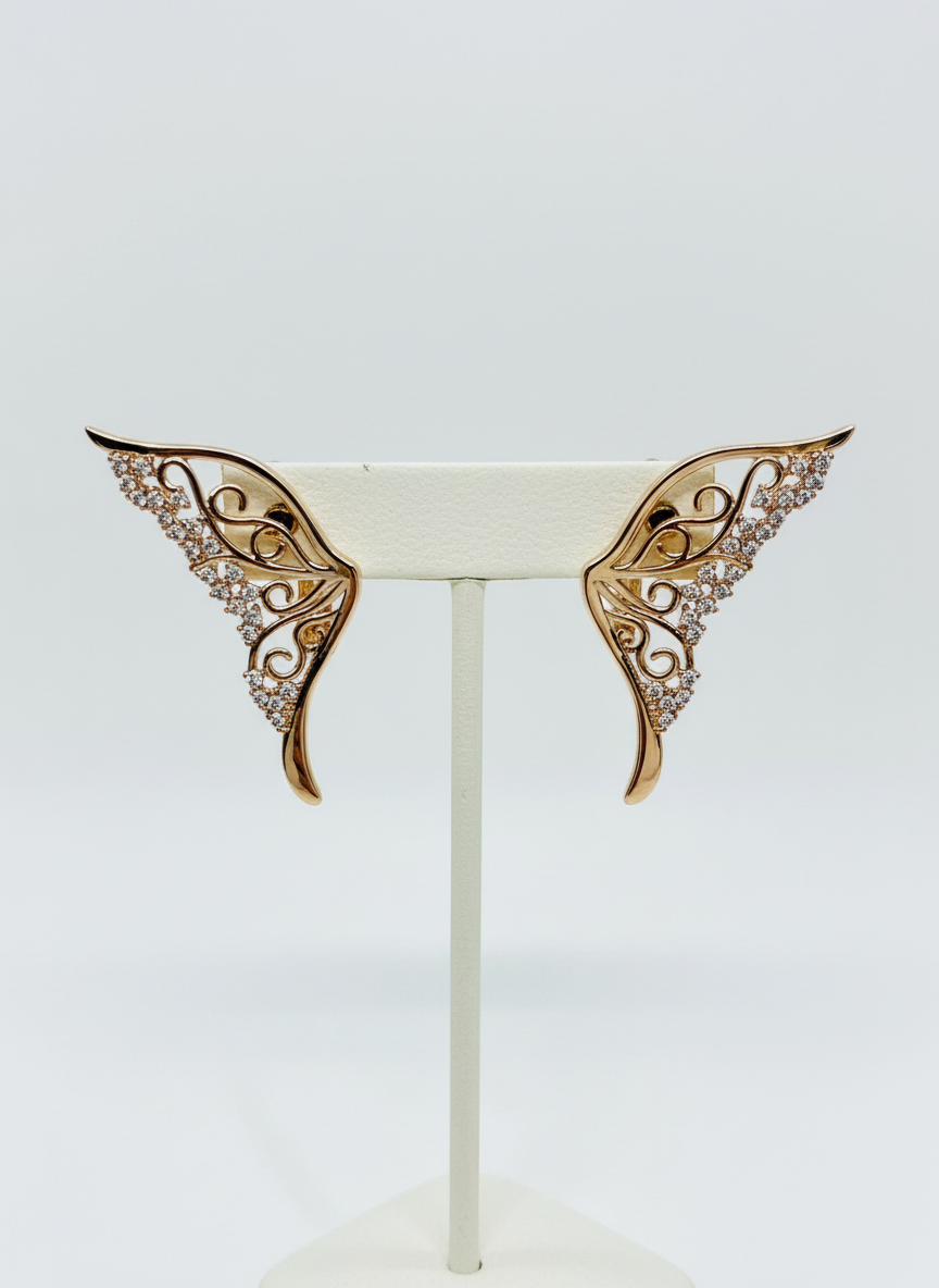 14k Rolled Gold G-Butterfly Earrings