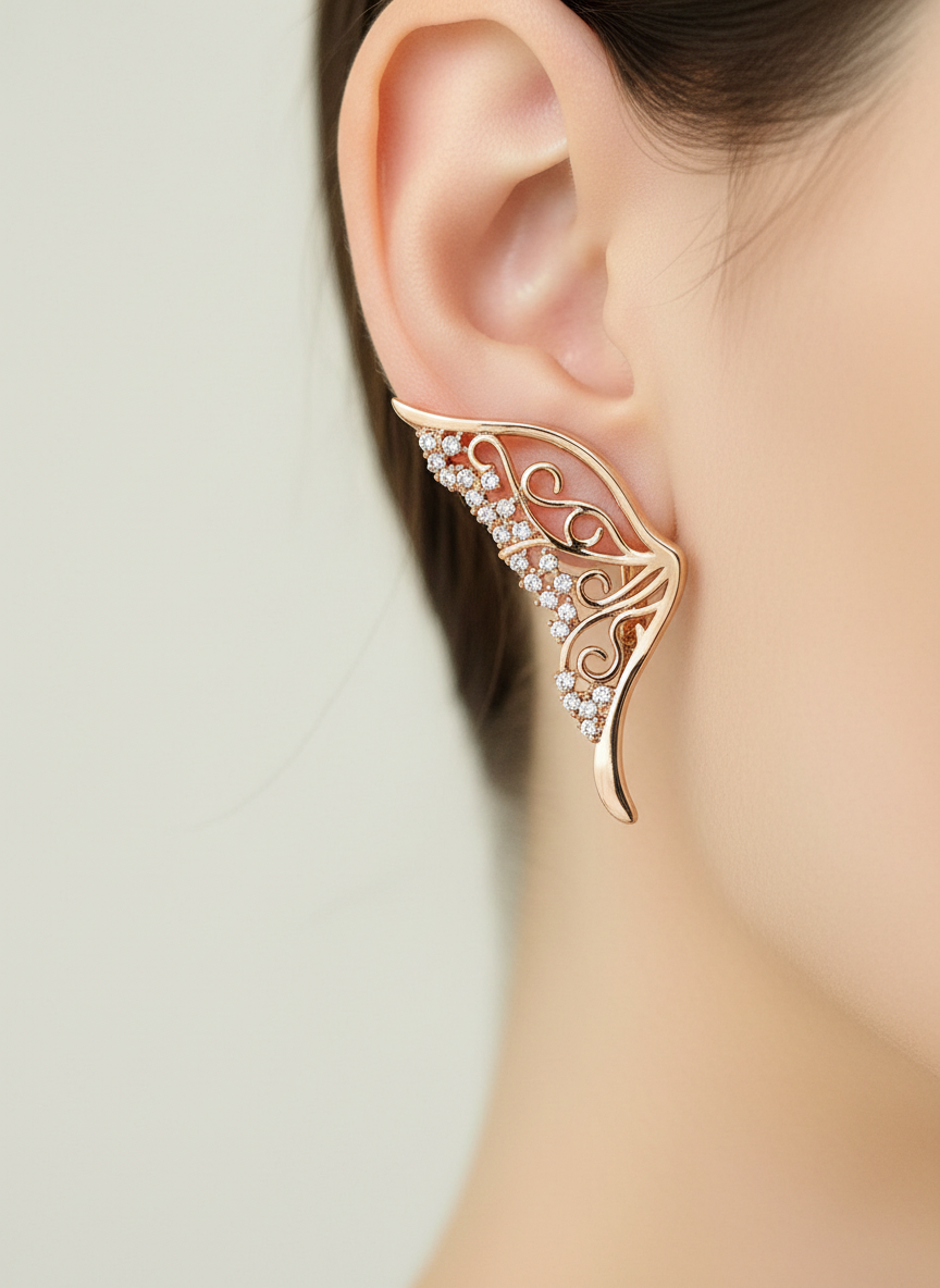 14k Rolled Gold G-Butterfly Earrings