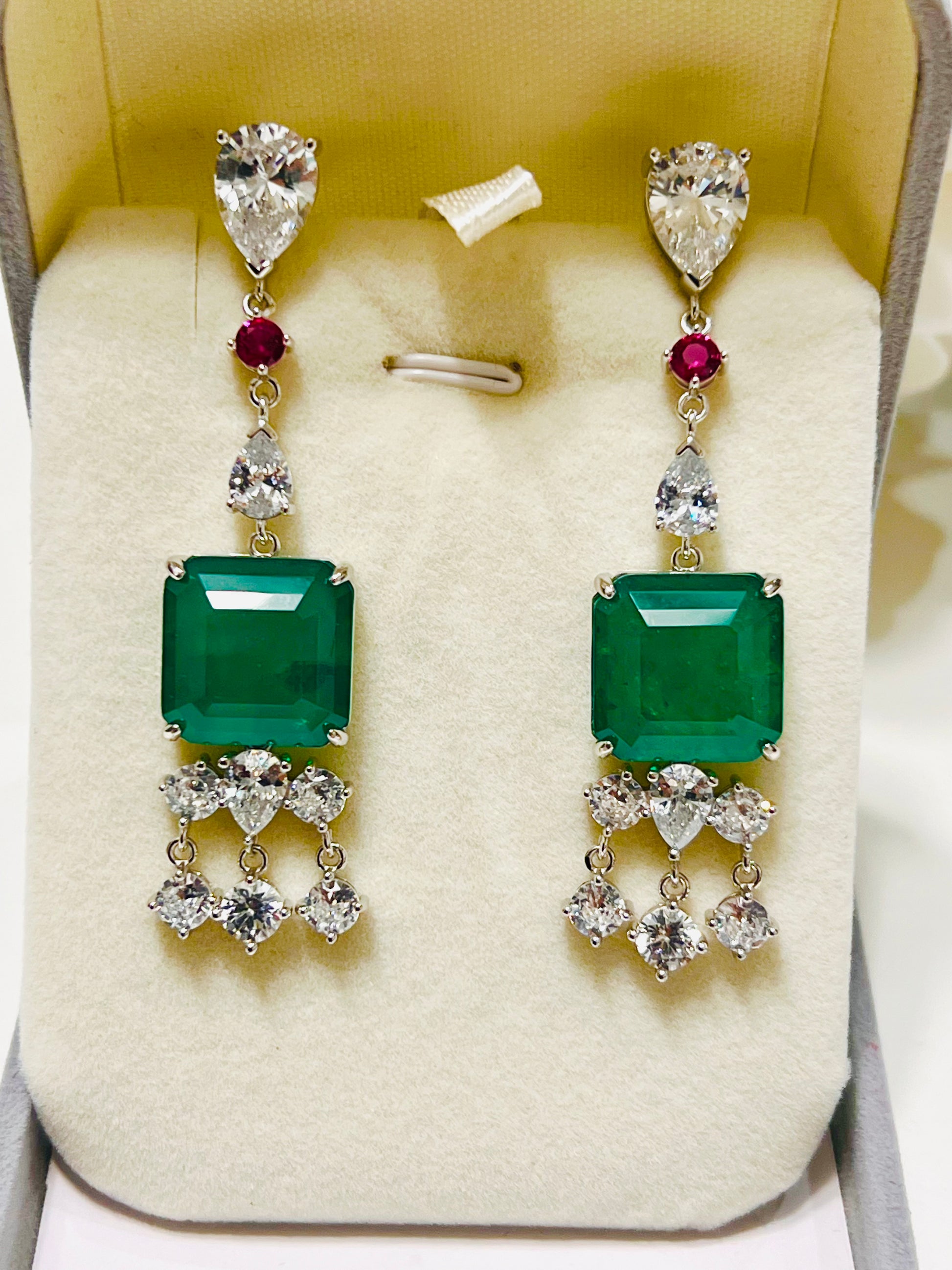 10.5CT Handmade Zambian Emerald Drop doublet Earrings