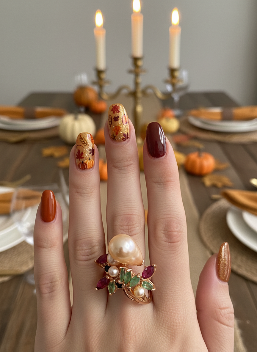 Genuine Ruby, Emerald, sapphires and Pearl Ring- artisan made