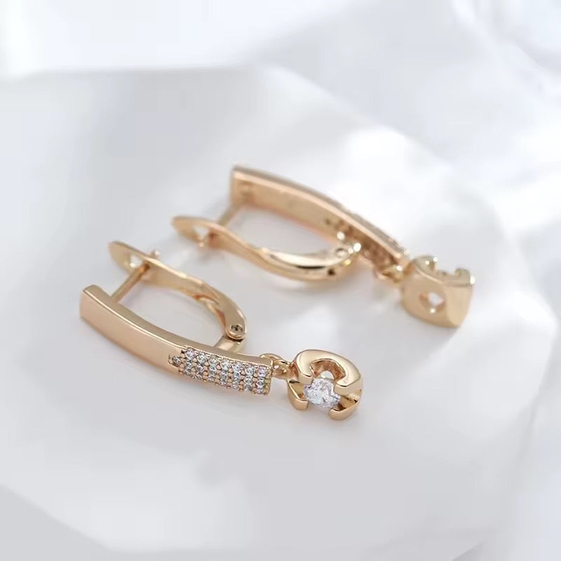 14K Rolled Gold White Shining Minimal Earrings