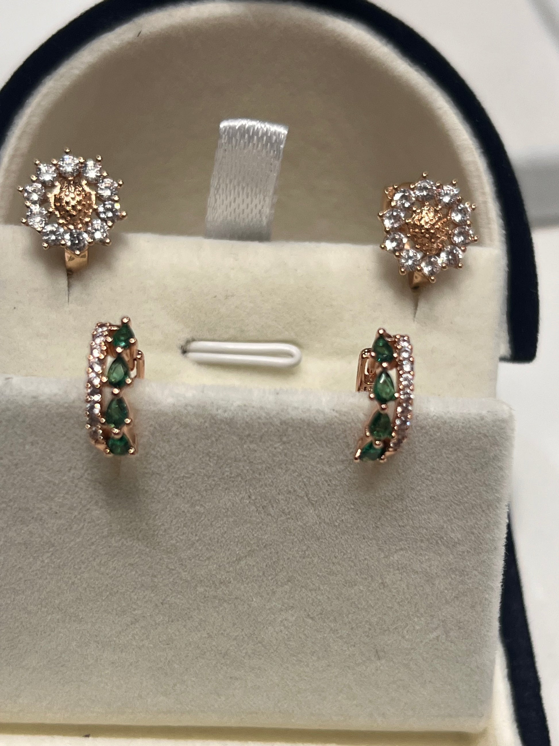 14k Rolled Gold Rose-gold tone earrings Huggie set