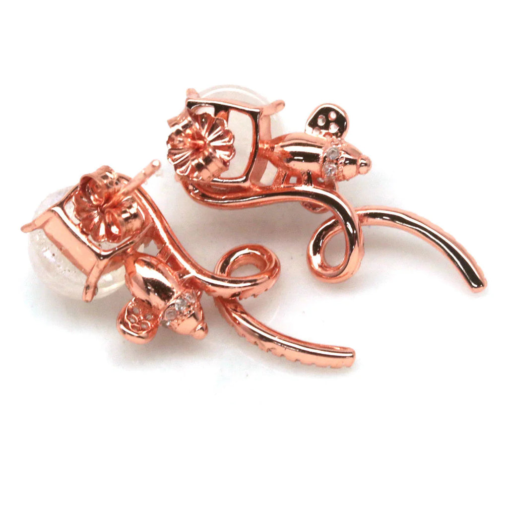 Handmade Full Moon White Moonstone Earrings