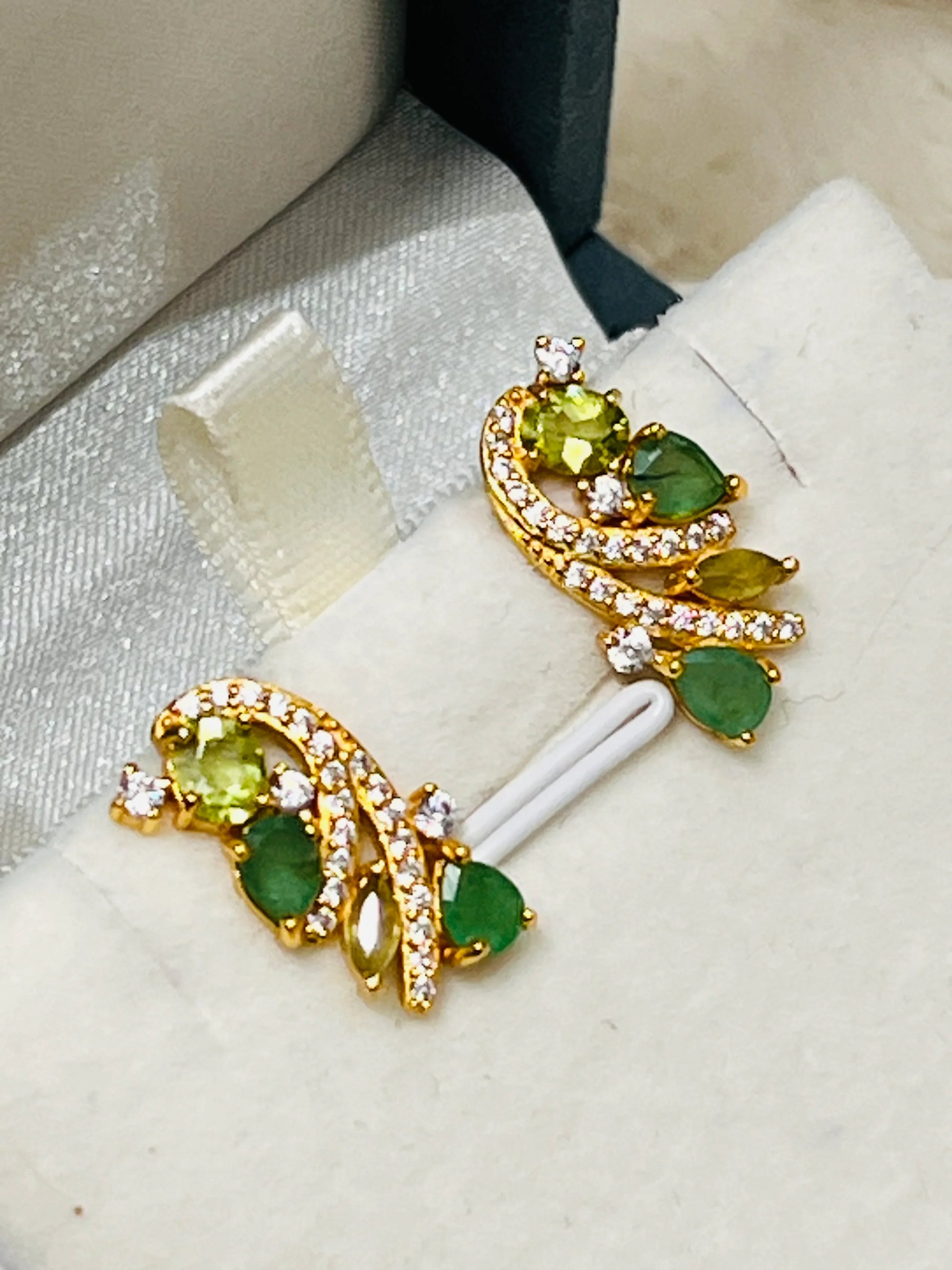 Handmade Colombian Emerald and Peridot Earrings