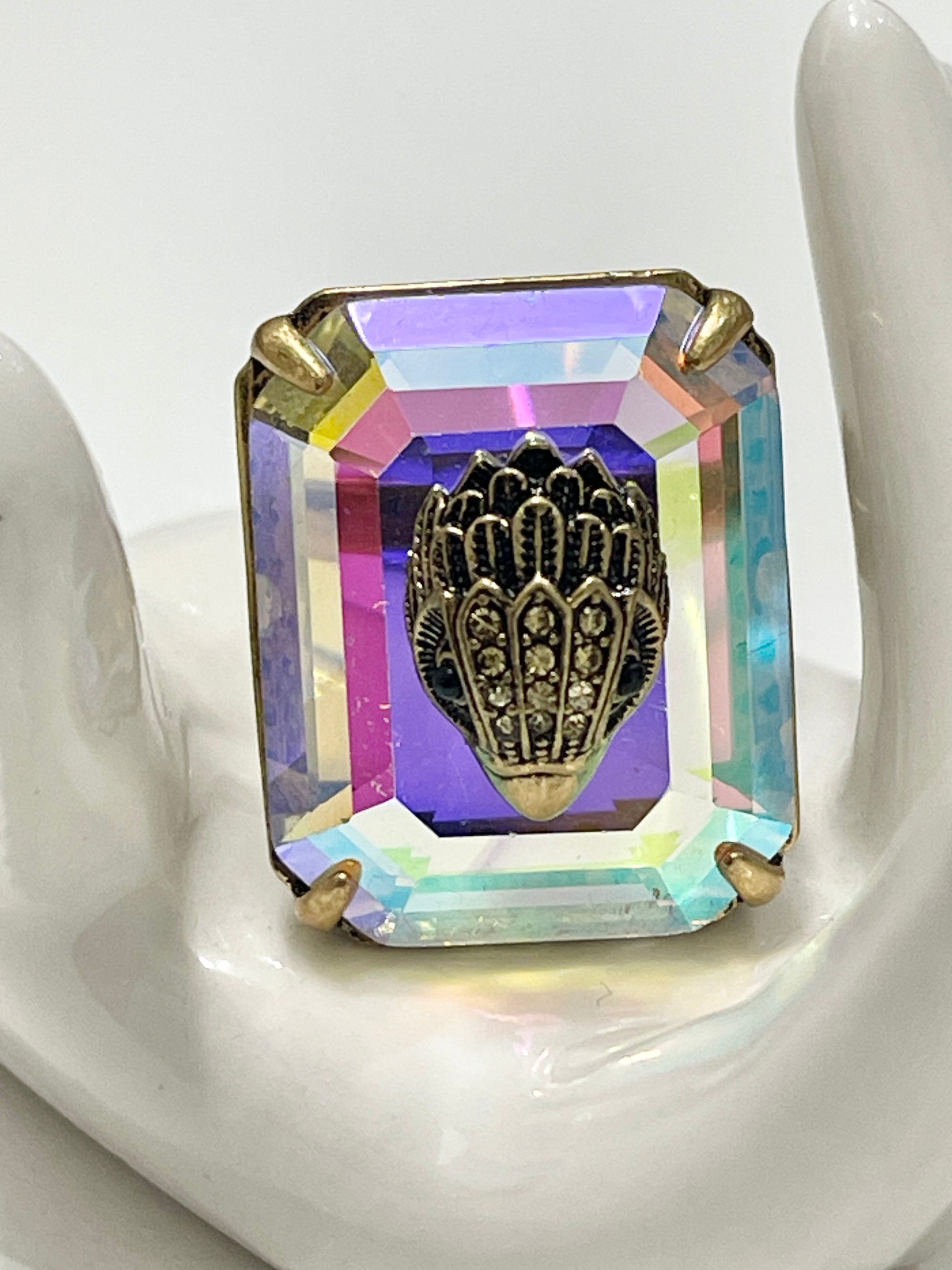 Kurt Geiger Statement Crystal Cocktail Ring (only size 9)