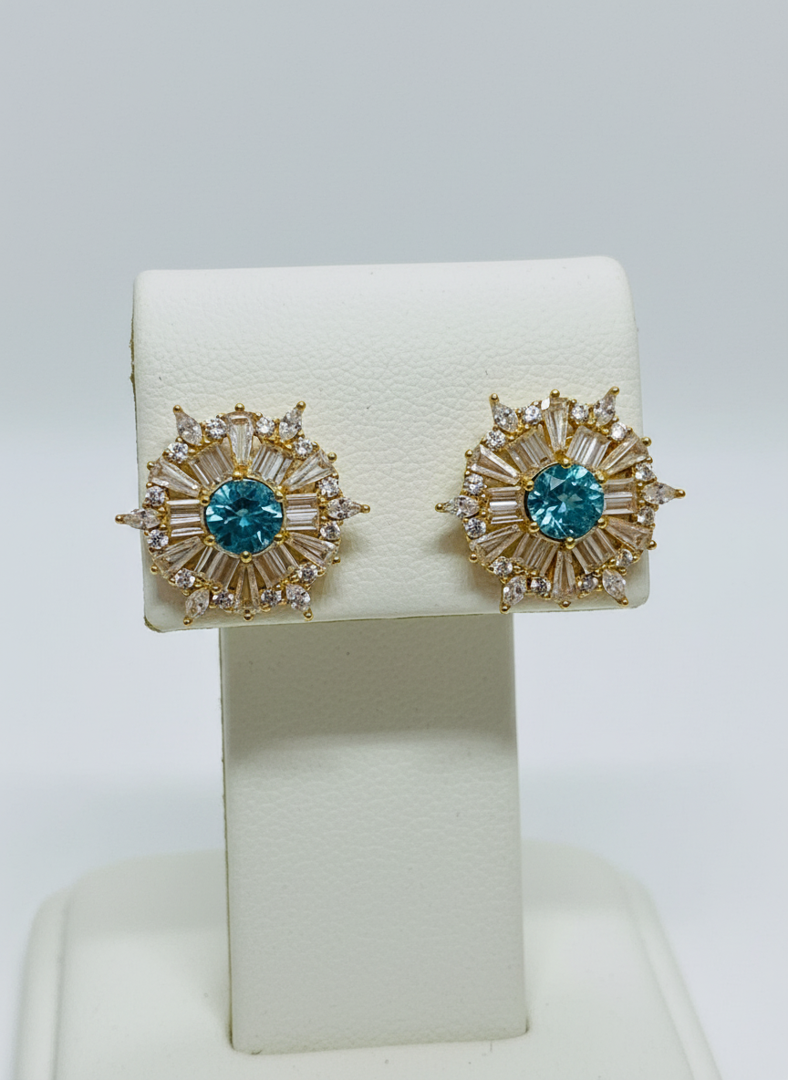 Handmade Blue Apatite and White Sapphires Earrings