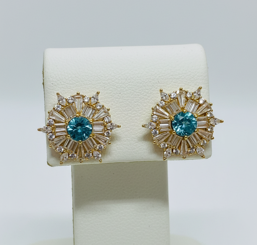 Handmade Blue Apatite and White Sapphires Earrings