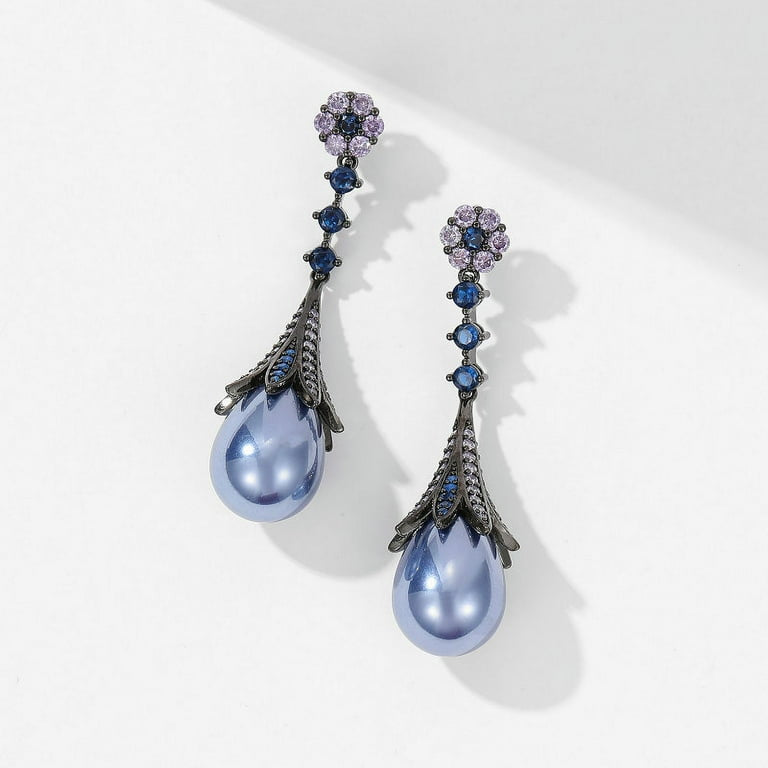 Stunning Long Pearl Peacock Fancy Earrings
