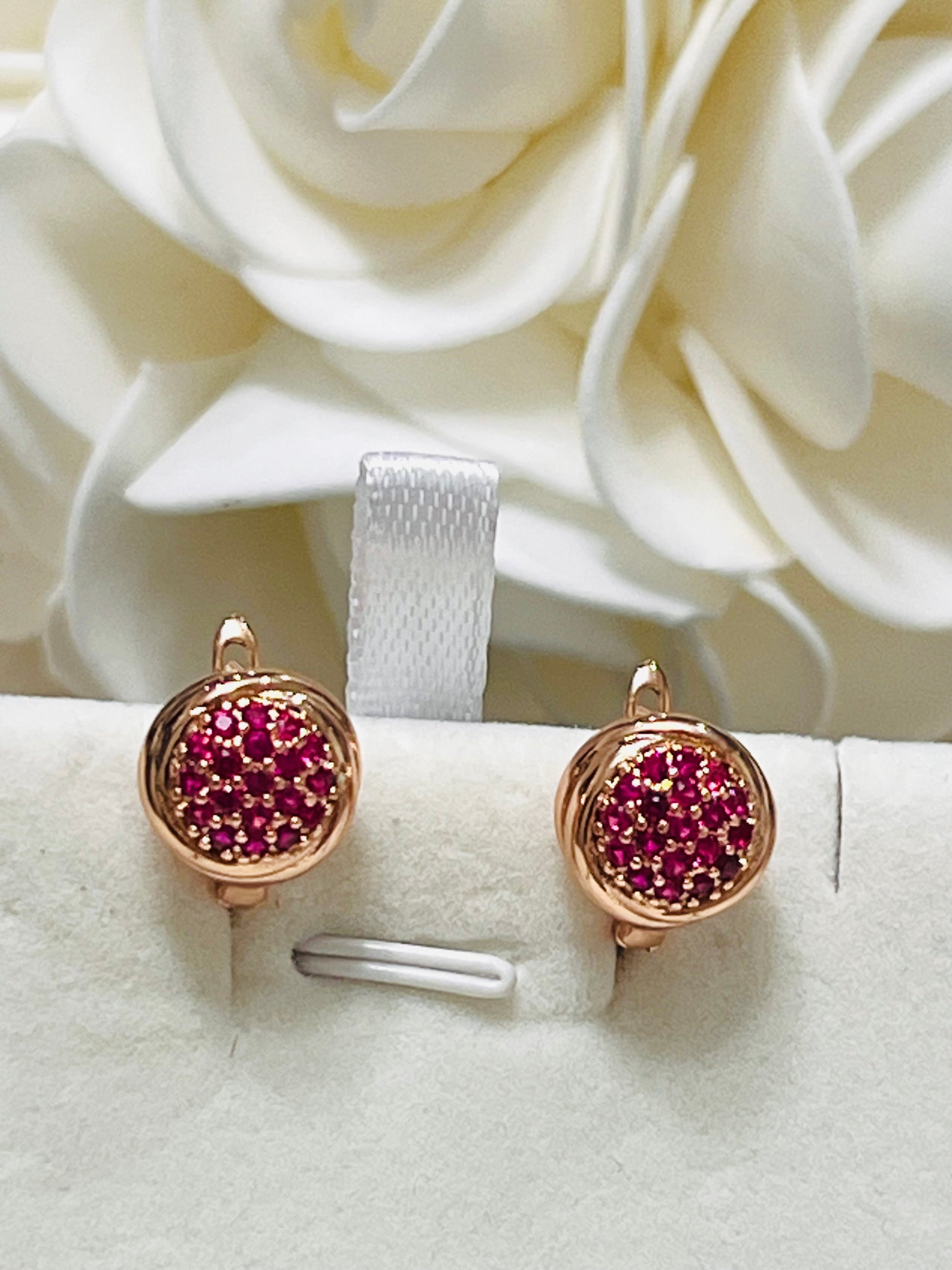 14k Rolled Gold Dainty Pink circular earrings