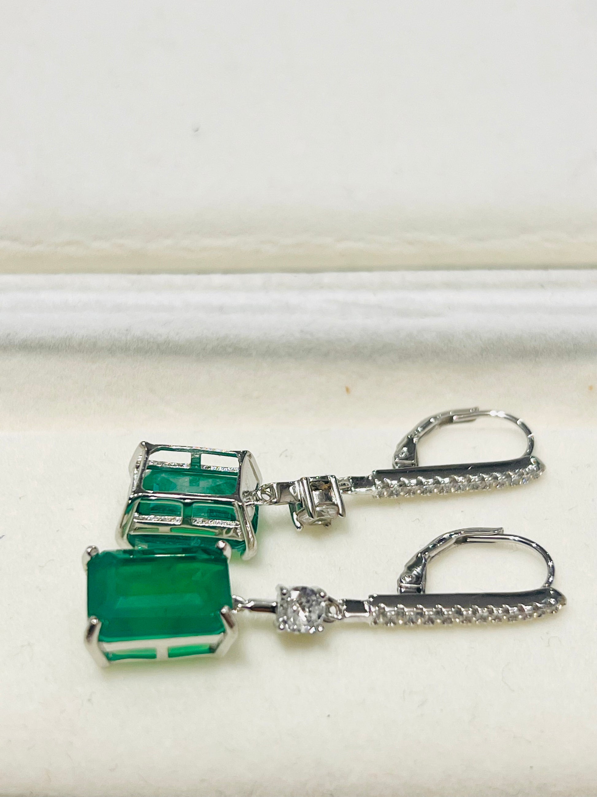 Handamde 8 carats Genuine Zambian Emerald Doublet Earrings