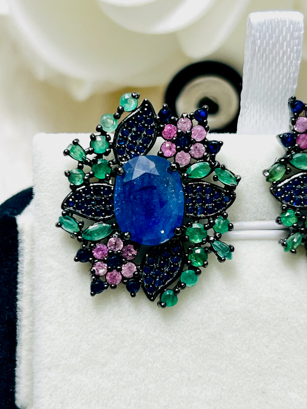 Natural Handmade Multicoloured Sapphires Stud earrings