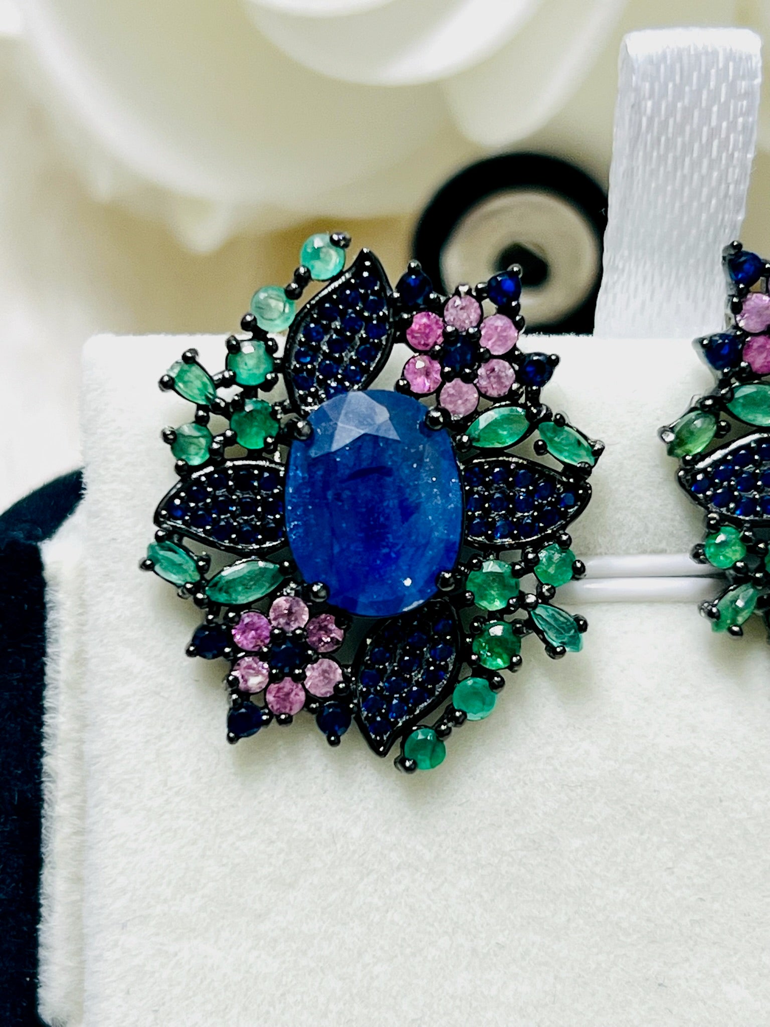 Natural Handmade Multicoloured Sapphires Stud earrings