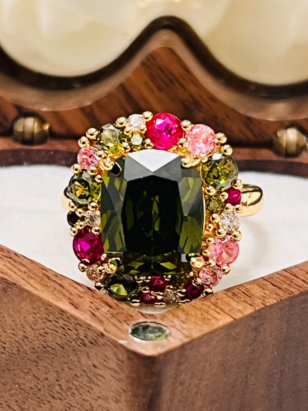 Vibrant Peridot & Sapphire Statement Ring