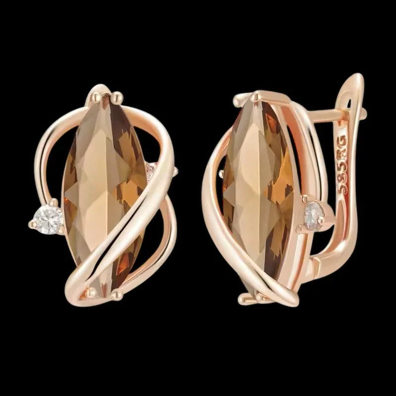 Golden Amber Citrine – 14K Rolled Gold Minimalist Earrings