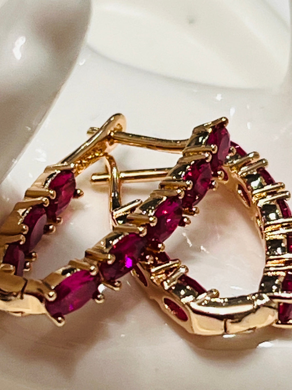 14k Gold Filled Shocking Pink V Hoop Earrings