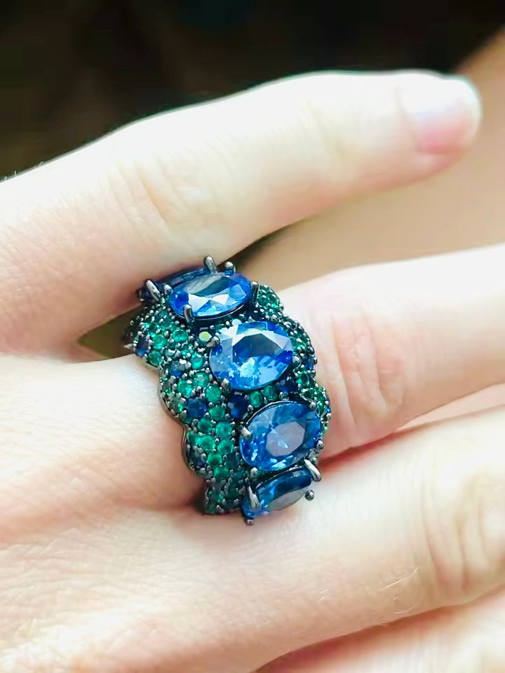 Sapphire Mirage Cocktail Ring
