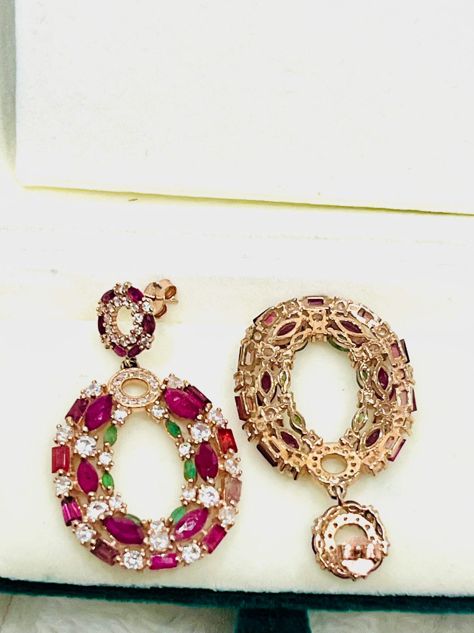 Handmade Exquisite Natural Emerald & Ruby Earrings – Italian Craftsmanship