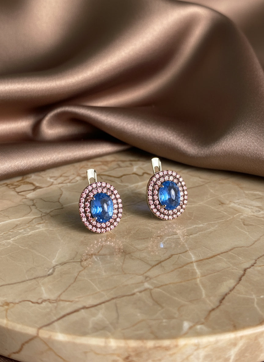 Handmade Natural Tanzanite and Sapphire set