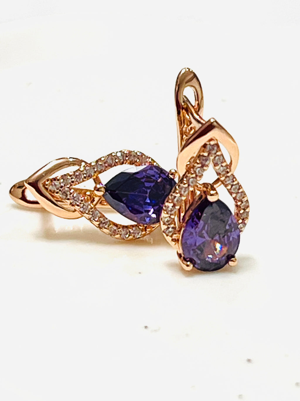 14K rose Gold-filled Waterdrop shaped Amethyst Earrings