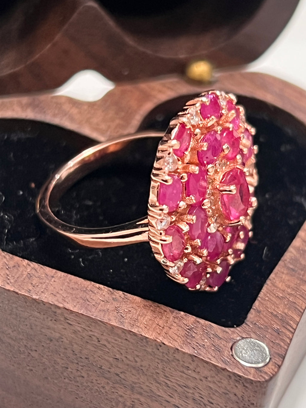 Artisan Pink Ruby Ring with Created White Sapphire Accents