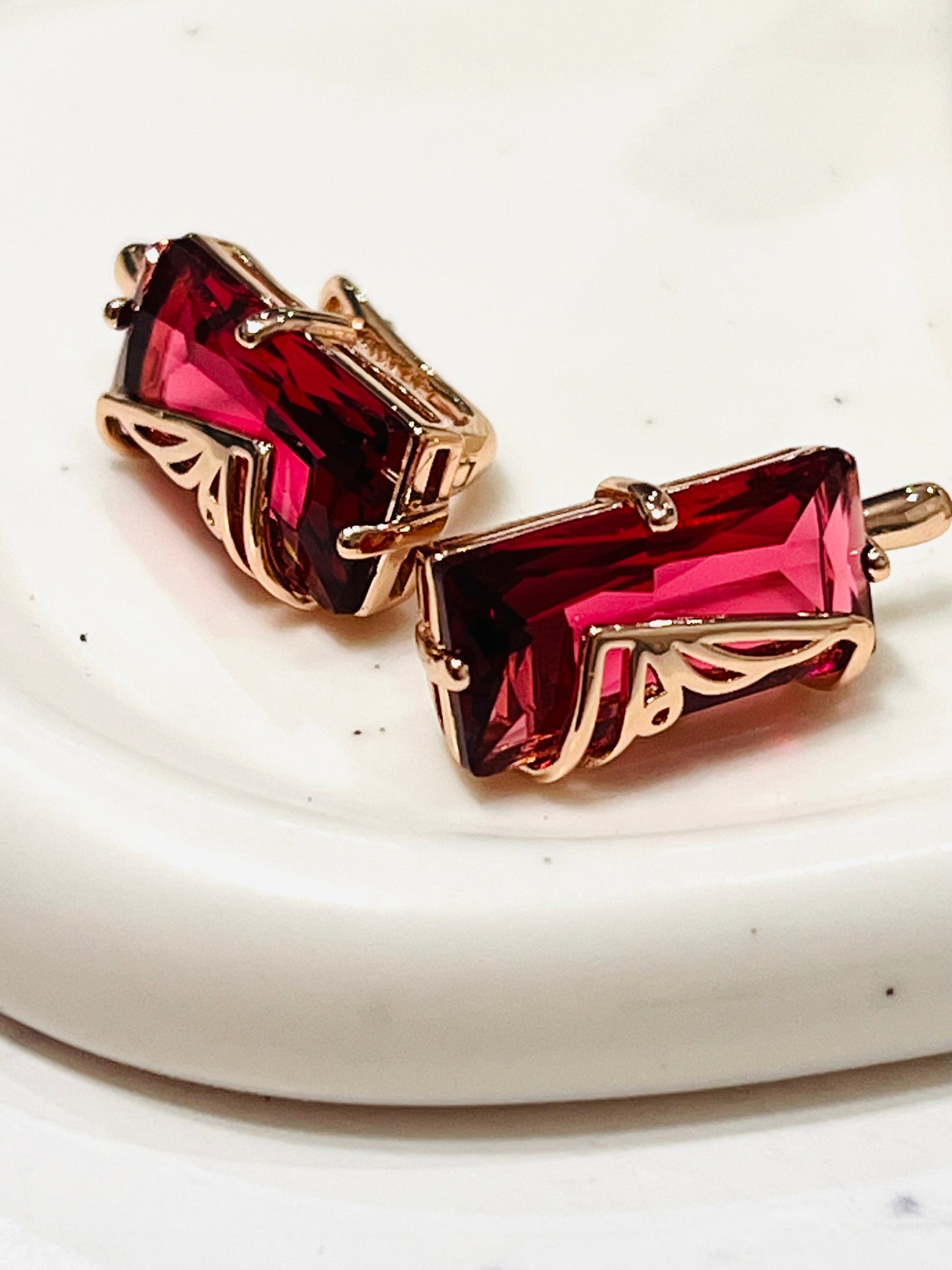 14k Rose Gold-filled Earrings Emerald Glamour