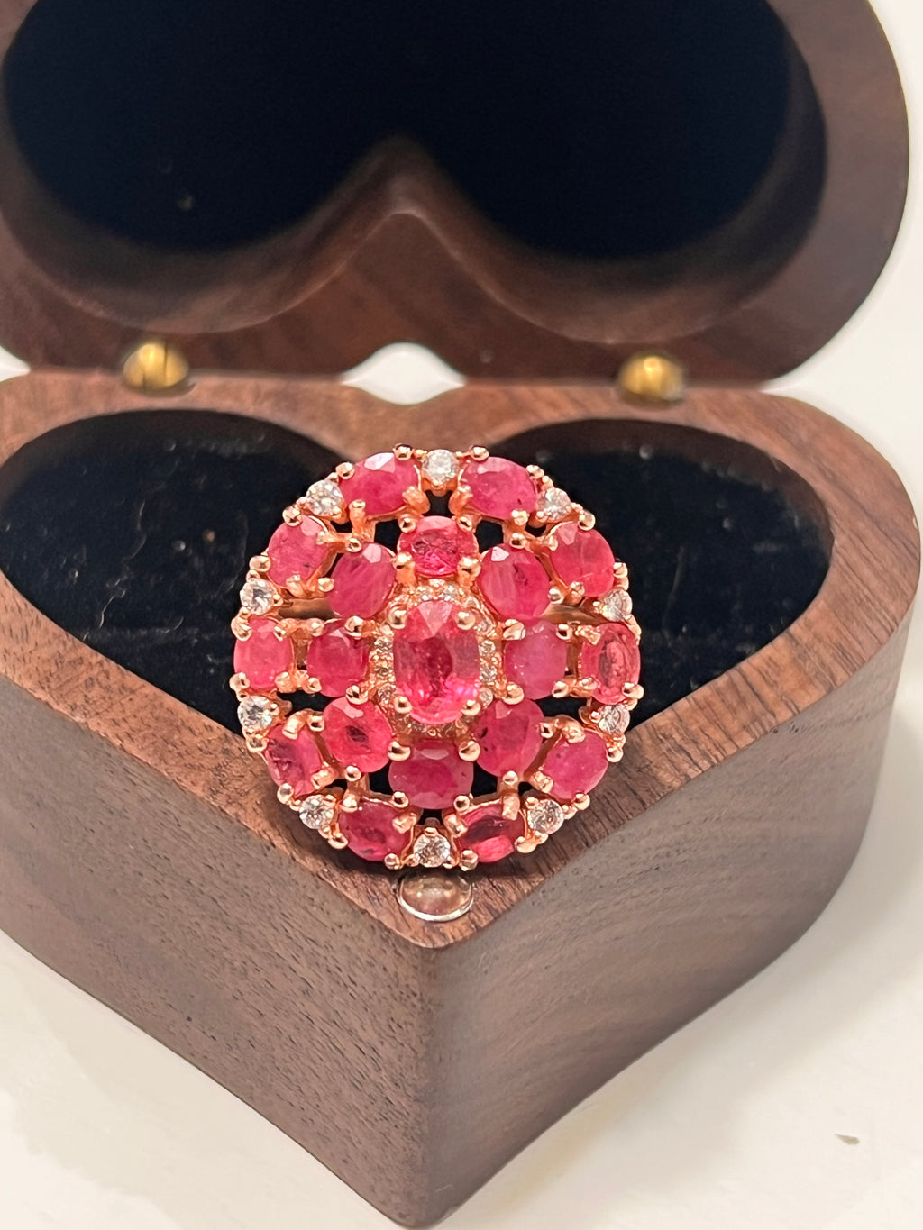 Artisan Pink Ruby Ring with Created White Sapphire Accents