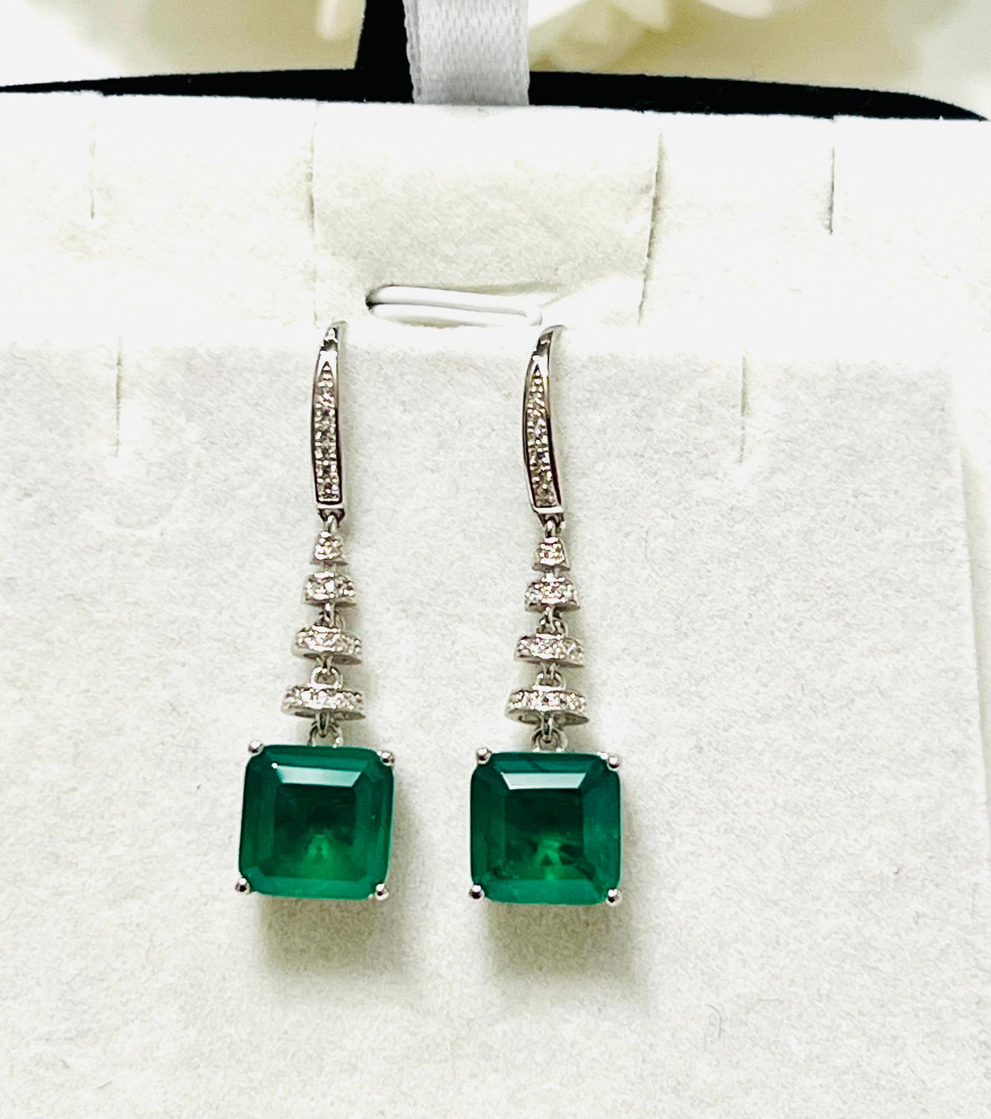 Lab Created Emerald Sterling silver Drop Earrings