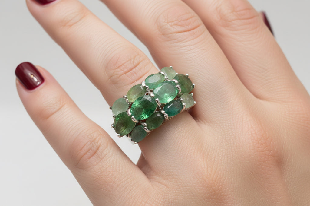 7 carats genuine Colombian unheated emeralds Ring