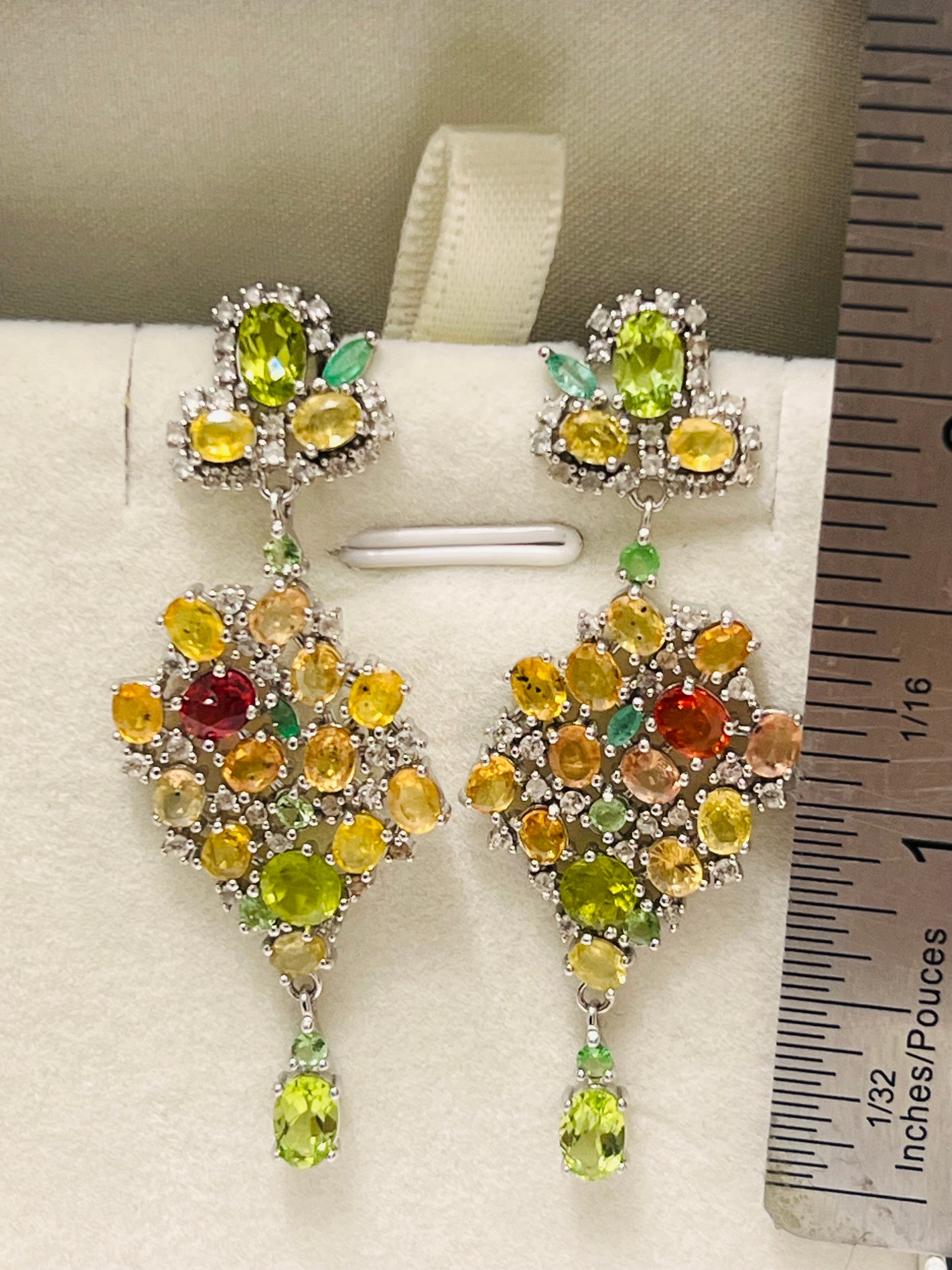 Handmade Genuine Sapphires and Sphene Earrings