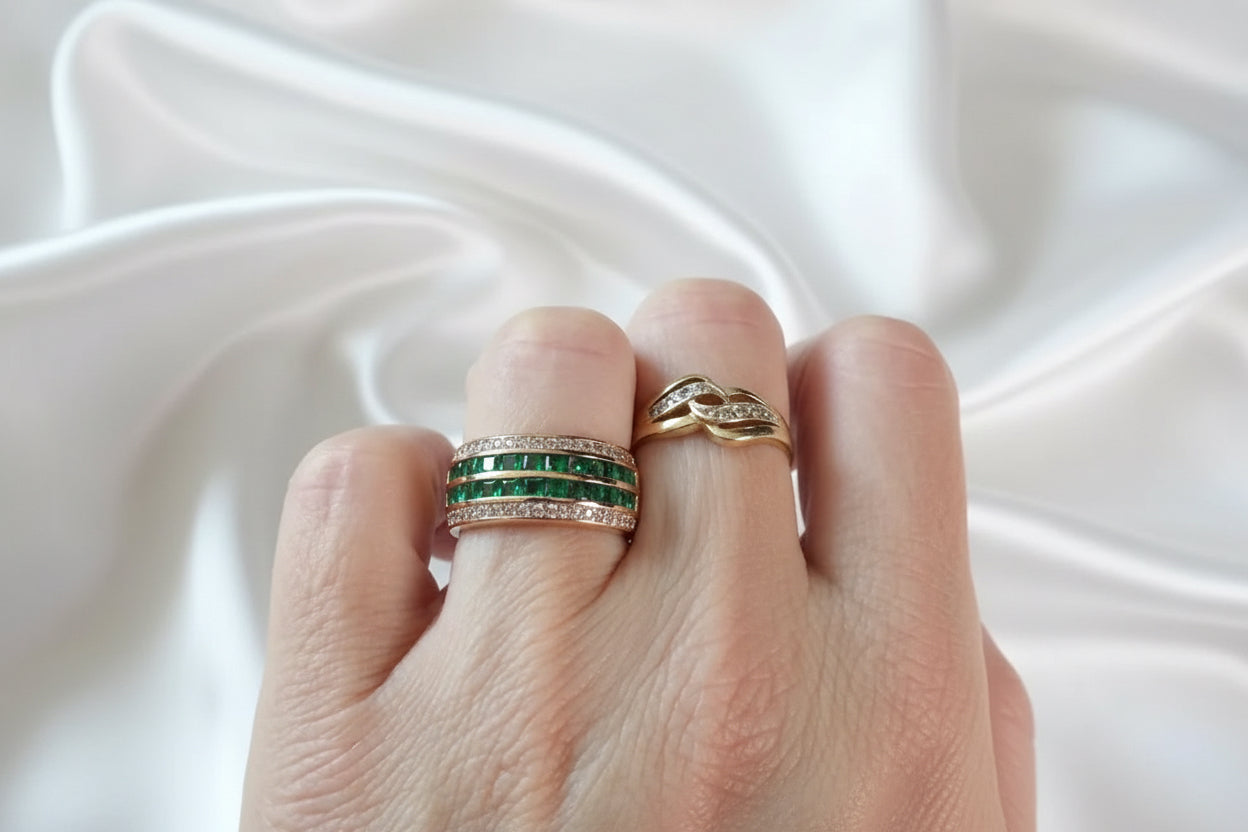 14k Rolled Gold Nano Emerald Ring