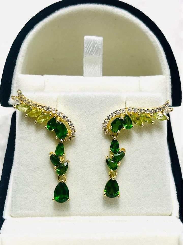 Real chrome diopside and peridot angel earrings, elegant dangle design, perfect gift.

Image 3: Real Chr