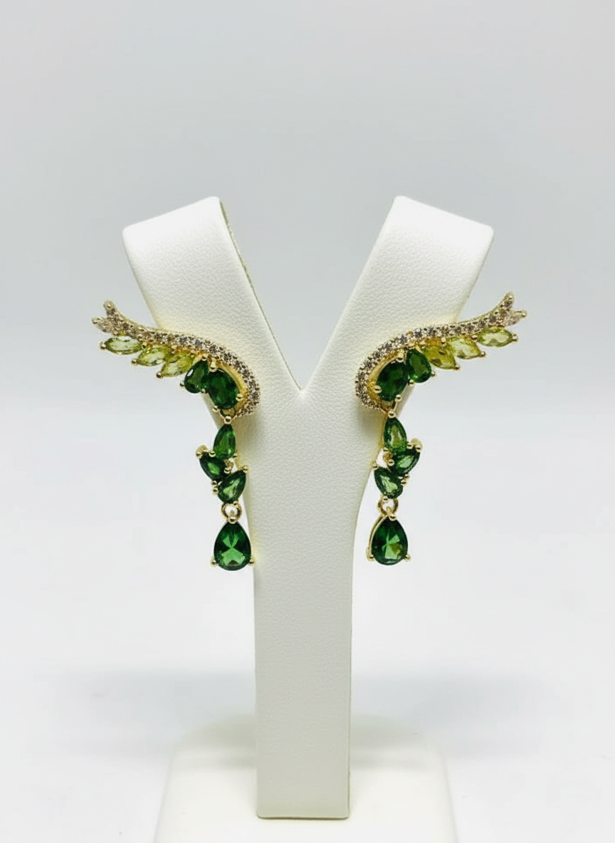 Handmade Chrome Diopside and Peridot Angel Earrings