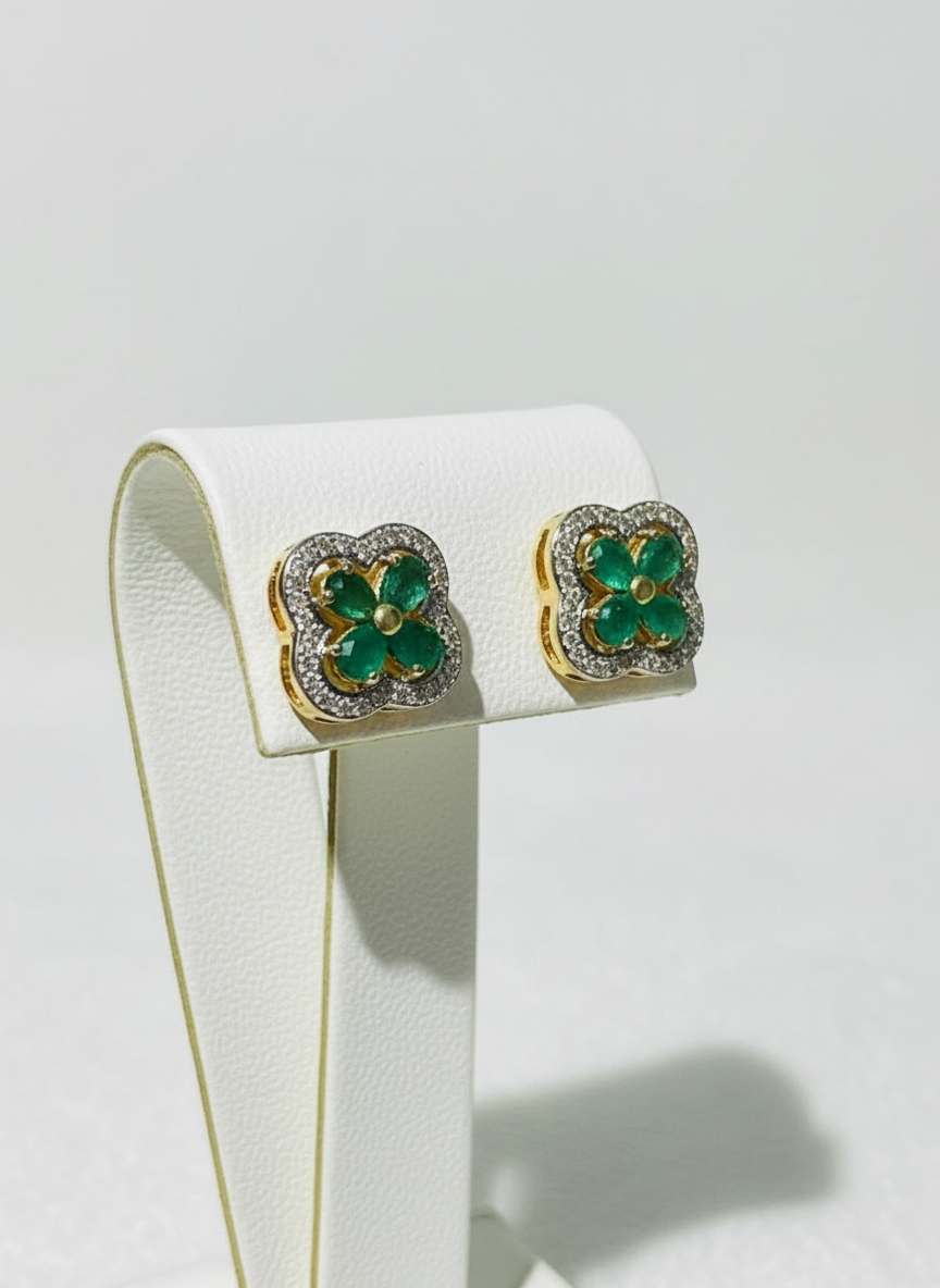 Handmade: Colombian Emerald and Natural Diamond earrings- Bridal Collection