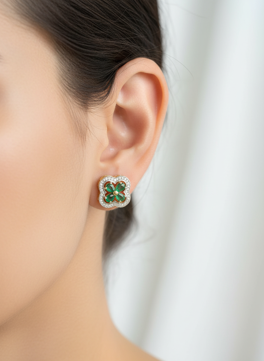 Handmade: Colombian Emerald and Natural Diamond earrings- Bridal Collection