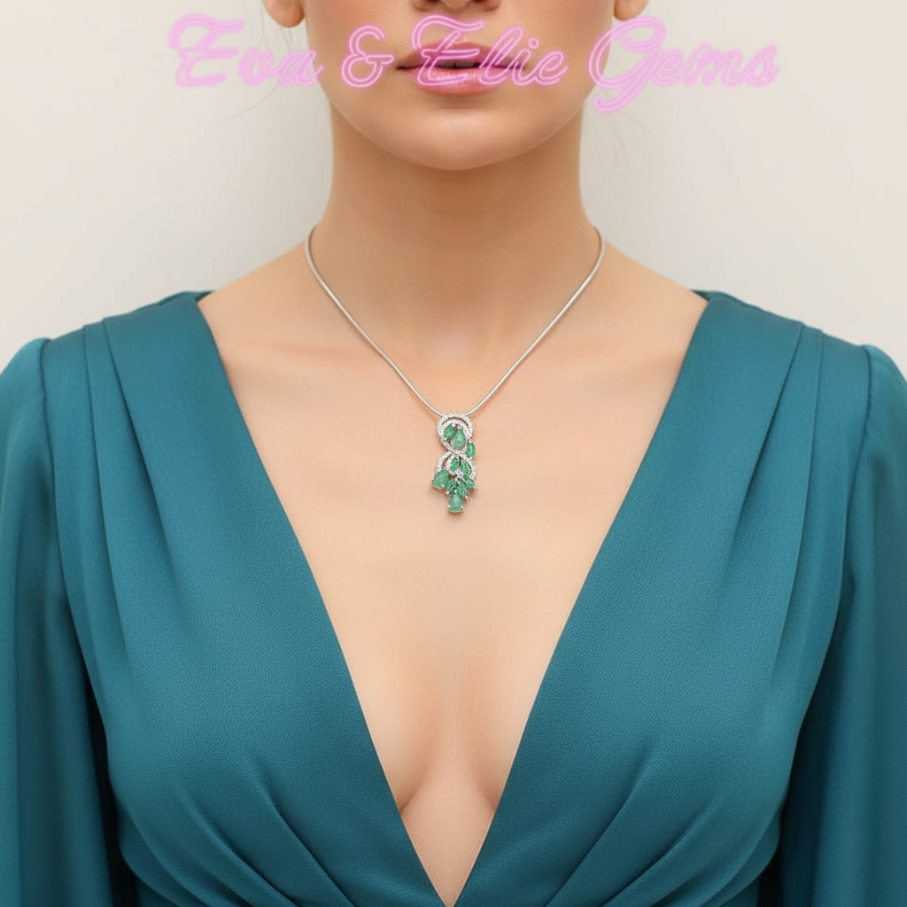 Natural Colombian Emerald necklace- Nature Collection