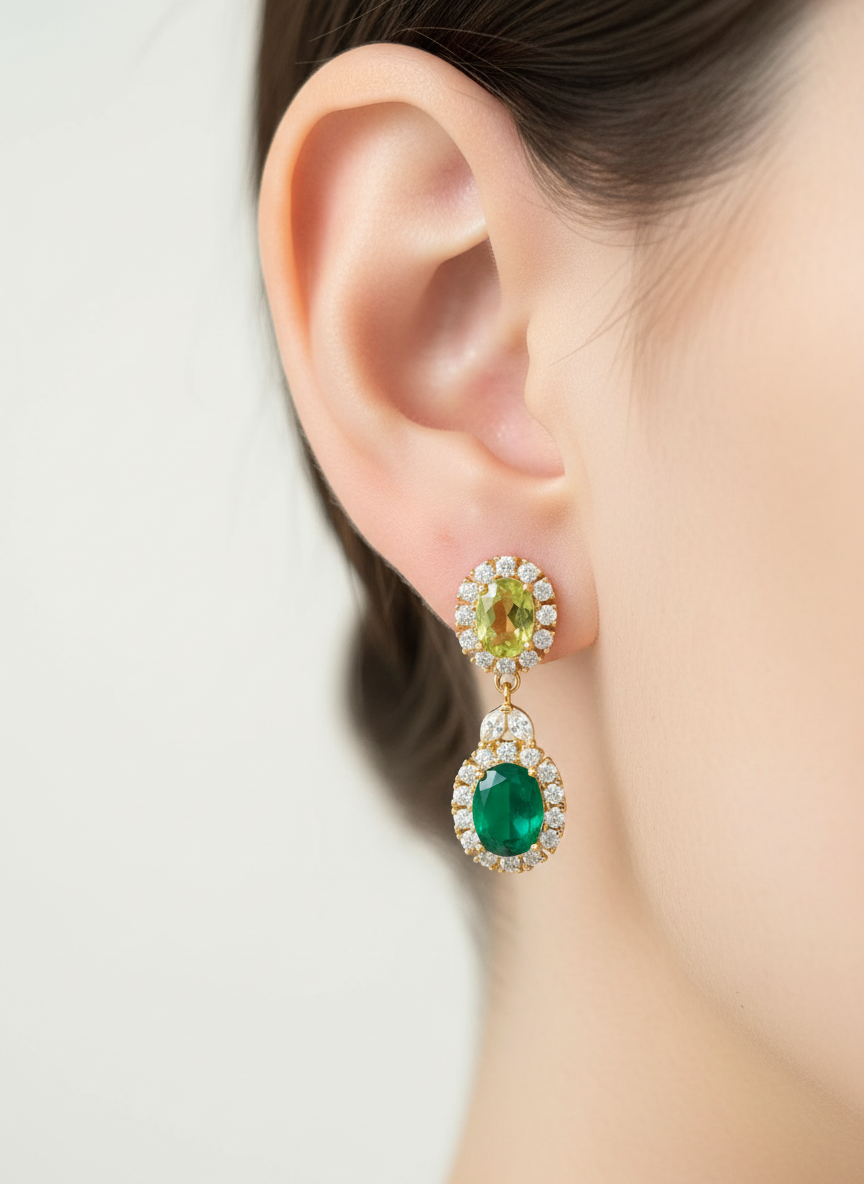 Handmade Natural Sphene and Agate Earrings