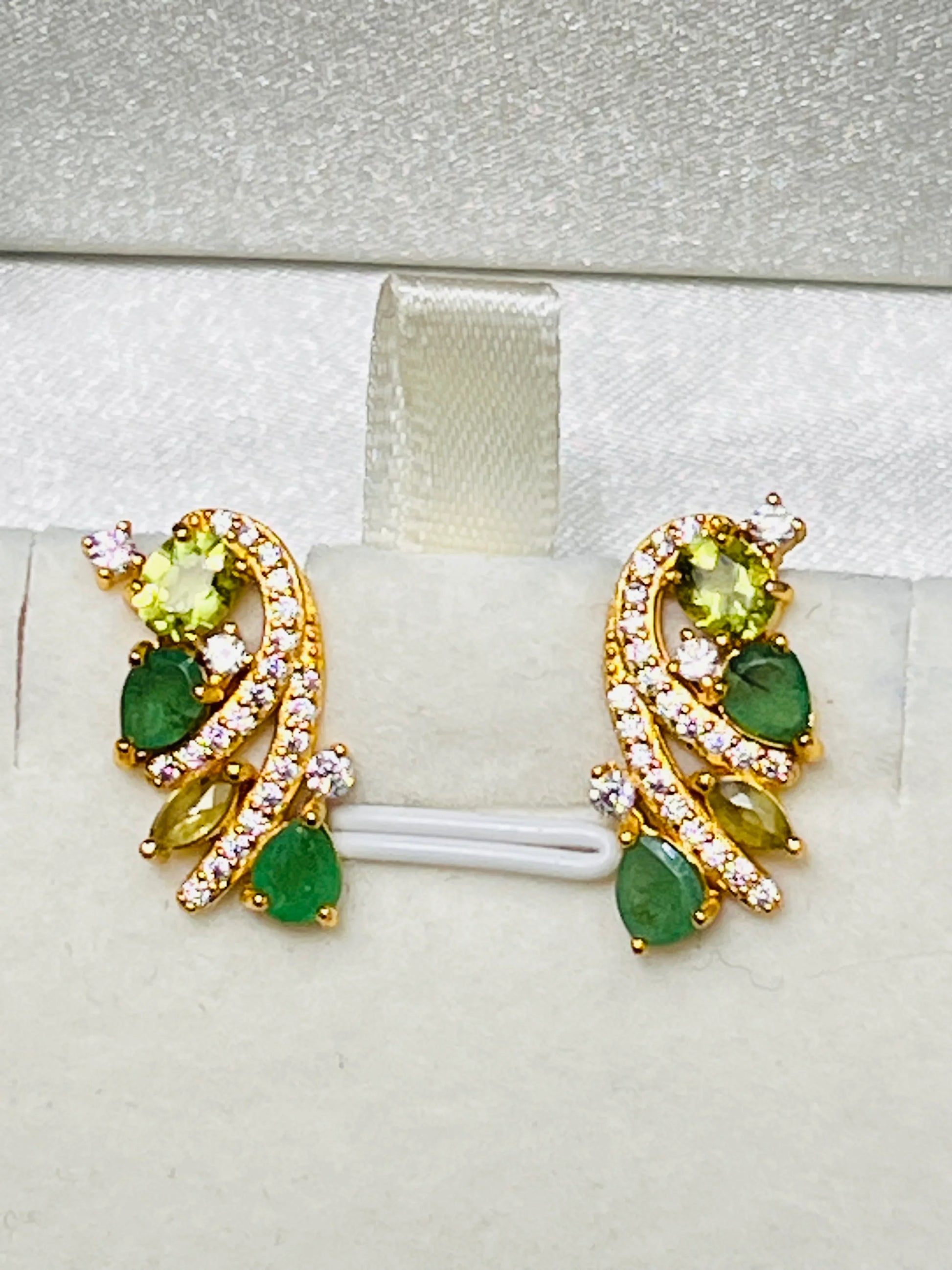 Handmade Colombian Emerald and Peridot Earrings