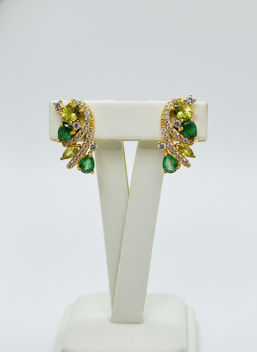 Handmade Colombian Emerald and Peridot Earrings