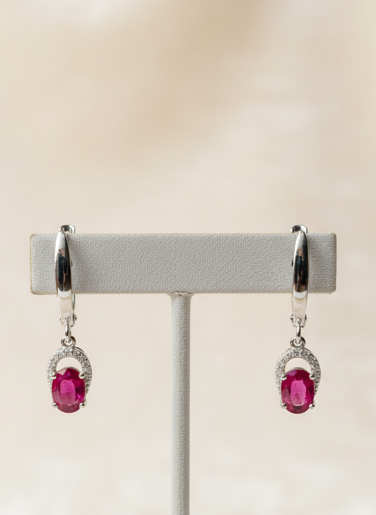 Handmade Burmese Pink Ruby Earrings