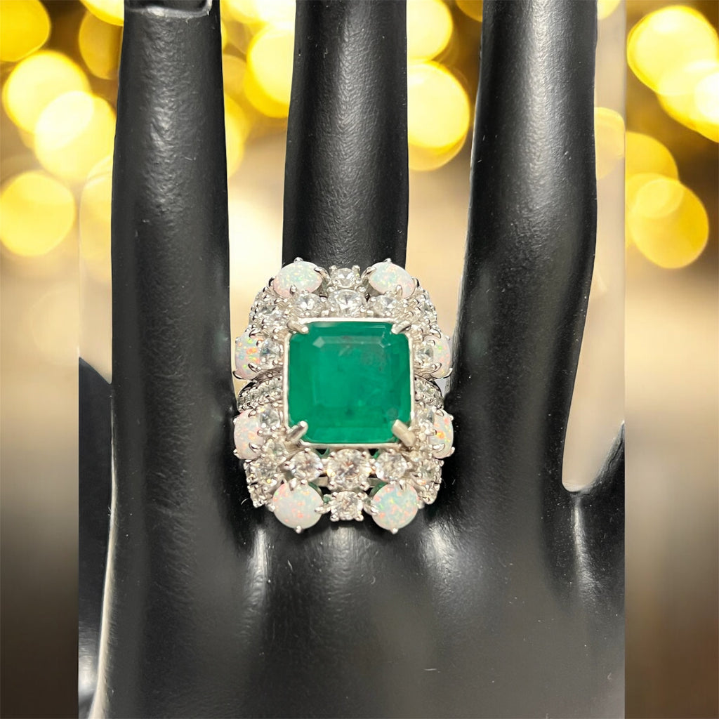 Handmade Stunning Emerald and Opal Ring