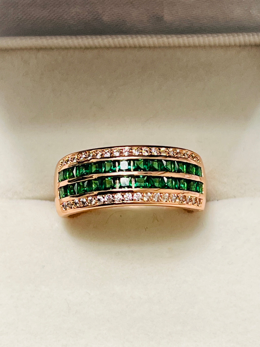 14k Rolled Gold Nano Emerald Ring