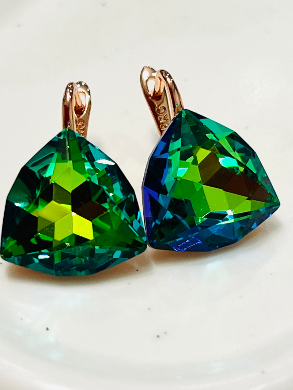 14k rose Gold-filled Trillion-Cut earrings