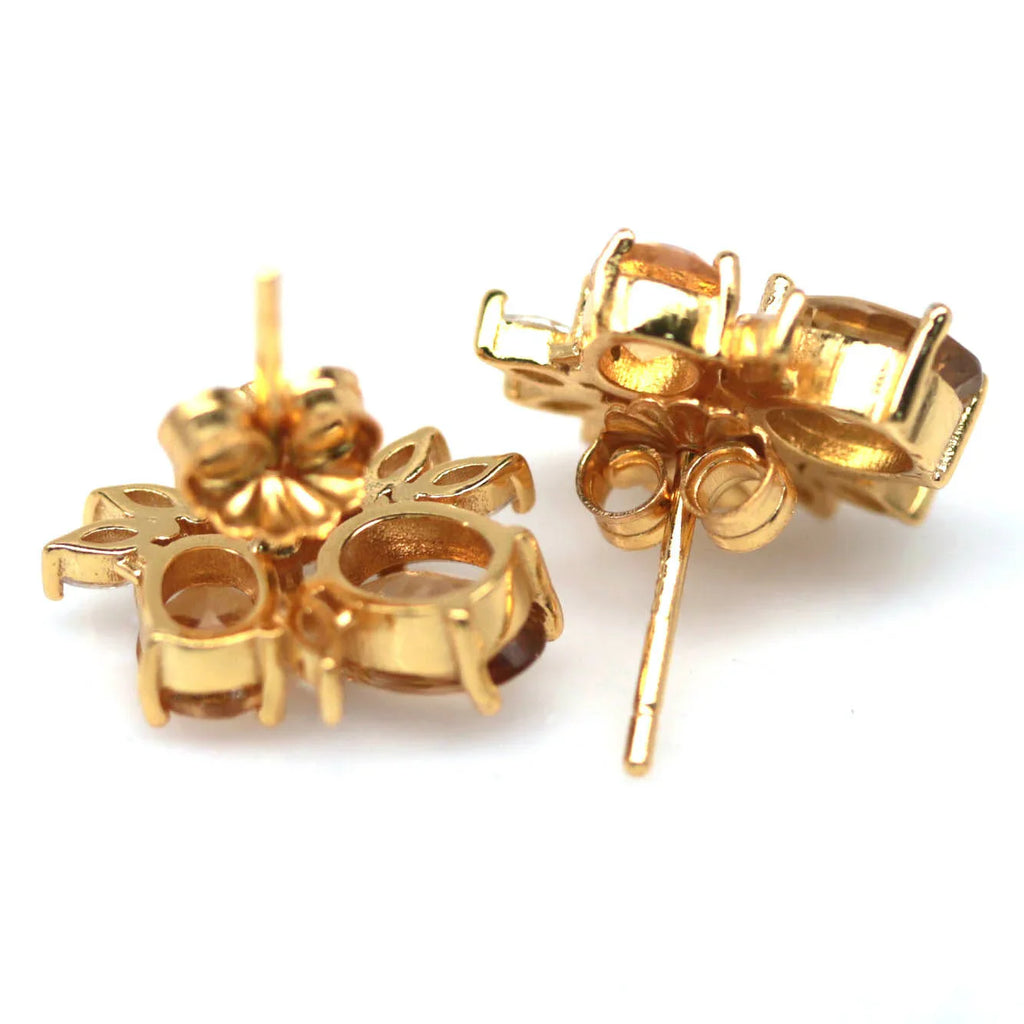 Handmade Golden Citrine Stud Earrings