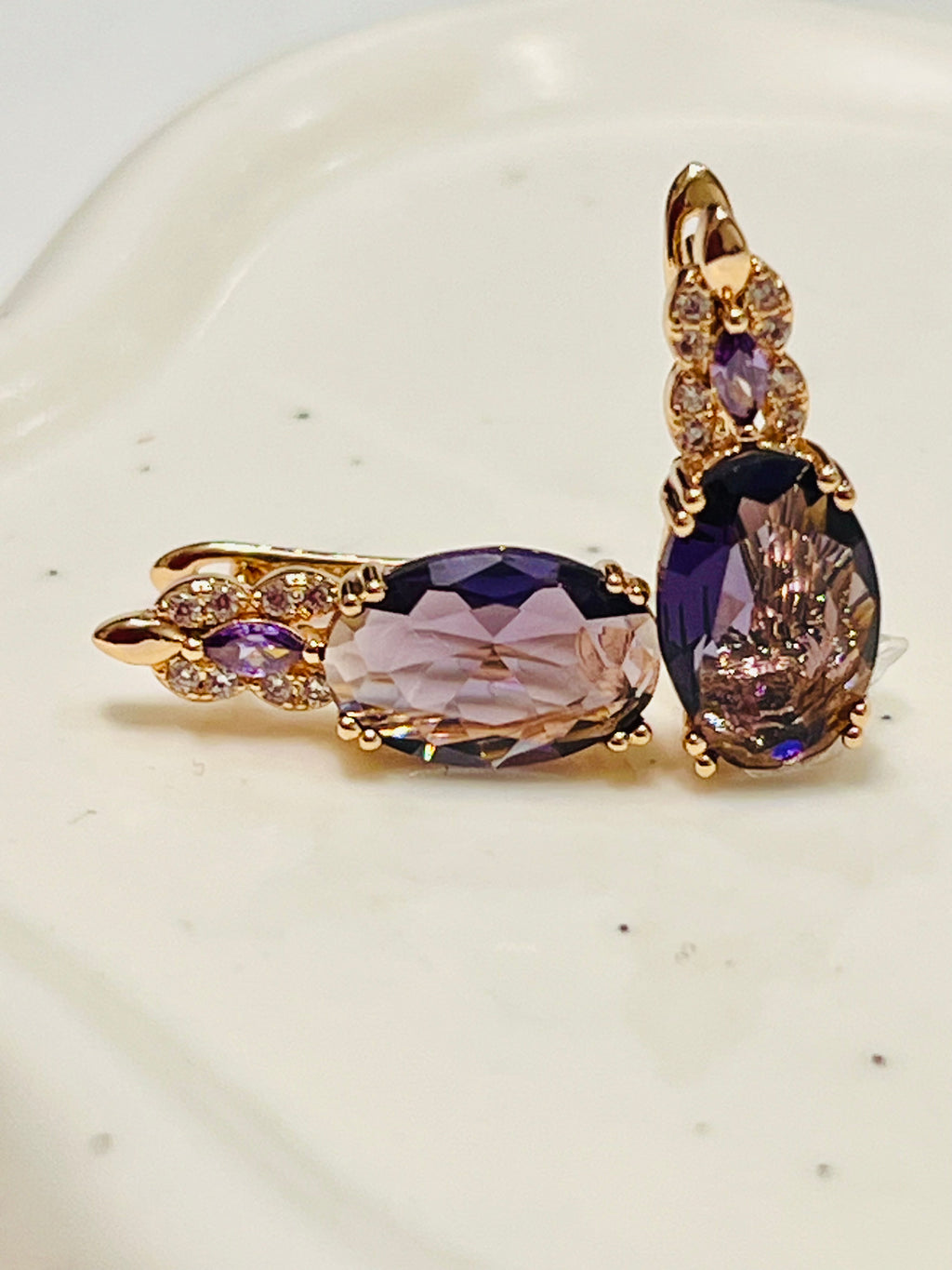 14K rose Gold-Filled Oval Amethyst Earrings